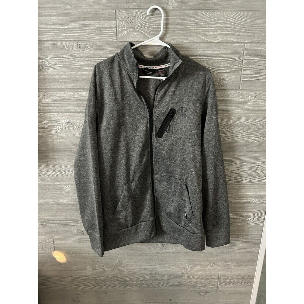 Spyder Jacket Mens Large Gray Full Zip Active Proweb Long Sleeve Two Way Zip